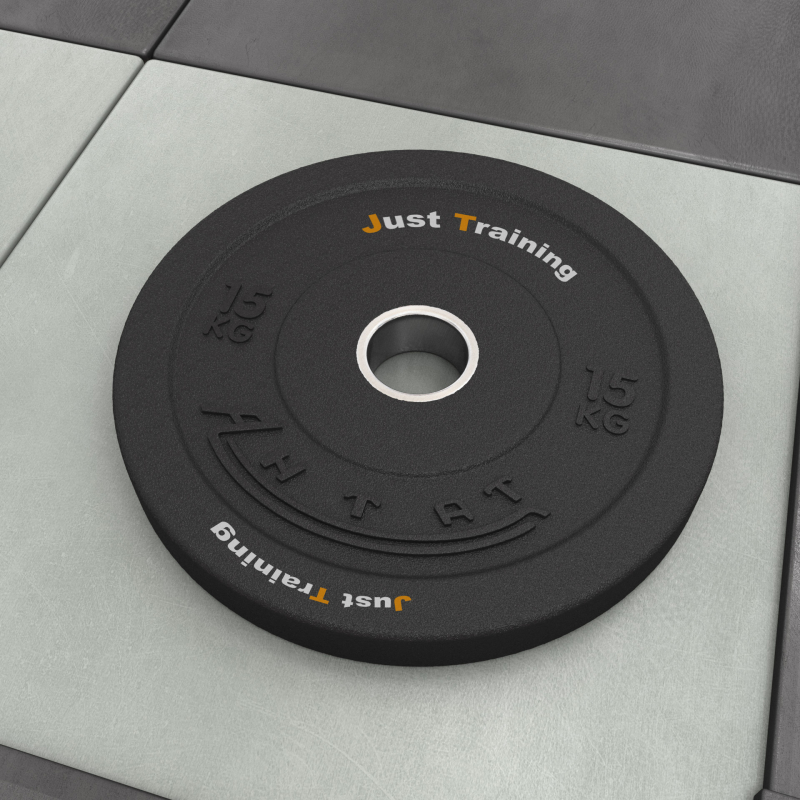 Черный диск 15 кг бамперный для кроссфита